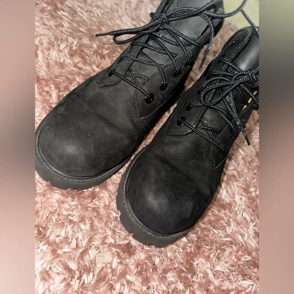 Timberland black little boys lace up boots 3 outdoor winter fall leather